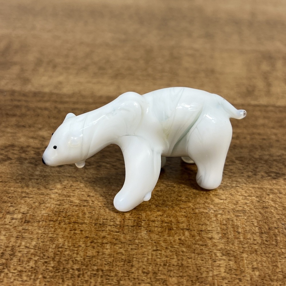 Vintage Glass Miniature Mini Polar Bear Figurine